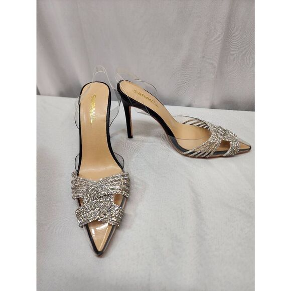 sarawill Women's 8 Stiletto Pumps Pointed Toe Transparent PVC High Heels Crystal - Picture 2 of 10